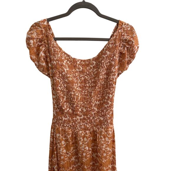 Free People Ultraviolet Maxi Dress Puff Sleeve Smocked Boho Milkmaid Cottage L - Picture 4 of 10